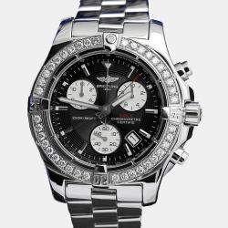 Breitling Customised Black Diamond Stainless Steel Colt A73380 Quartz Men's Wristwatch 41 mm