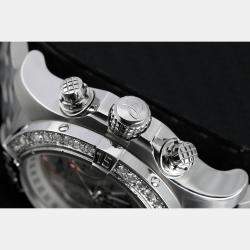 Breitling Customised White Diamond Stainless Steel Avenger Seawolf A73390 Quartz Men's Wristwatch 45 mm