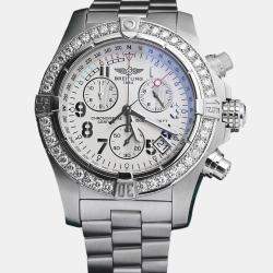 Breitling Customised White Diamond Stainless Steel Avenger Seawolf A73390 Quartz Men's Wristwatch 45 mm