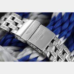 Breitling Customised Blue 12.00 Ct Diamond Stainless Steel Crosswind A44355 Automatic Men's Wristwatch 41 mm