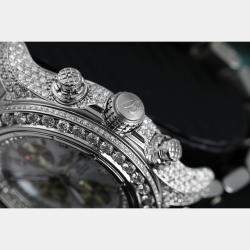 Breitling Customised White MOP Diamond Stainless Steel Super Avenger A13370 Automatic Men's Wristwatch 48 mm