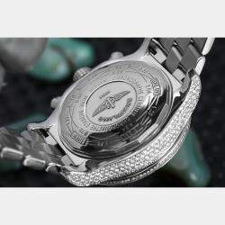 Breitling Customised White MOP Diamond Stainless Steel Super Avenger A13370 Automatic Men's Wristwatch 48 mm