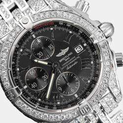Breitling Customised Black 15CT Diamond Stainless Steel Chronomat Automatic Men's Wristwatch 44 mm