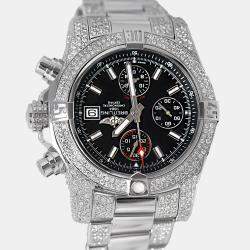 Breitling Customised Black Diamond Stainless Steel Avenger II A13381 Automatic Men's Wristwatch 43mm