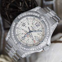 Breitling Customised Ivory Diamond Stainless Steel Aeromarine Superocean Automatic Men's Wristwatch 44 mm