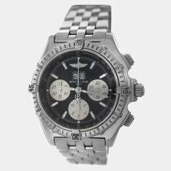 Breitling Black Stainless Steel Crosswind A43355 Automatic Men's Wristwatch 44 mm
