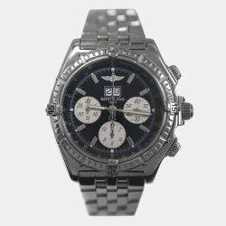 Breitling Black Stainless Steel Crosswind A43355 Automatic Men's Wristwatch 44 mm