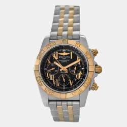 Breitling Black 18k Yellow Gold Stainless Steel Chronomat CB0110 Automatic Men's Wristwatch 44 mm