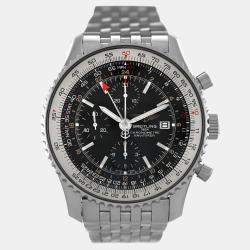 Breitling Black Stainless Steel Navitimer A24322 Automatic Men's Wristwatch 46 mm