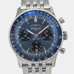 Breitling Blue Stainless Steel Navitimer AB0139  Automatic Men's Wristwatch 41mm
