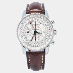 Breitling White Stainless Steel Montbrillant A21330 Automatic Men's Wristwatch 43mm