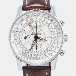 Breitling White Stainless Steel Montbrillant A21330 Automatic Men's Wristwatch 43mm