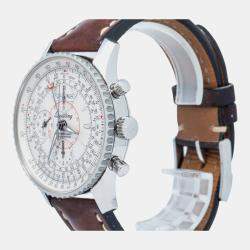 Breitling White Stainless Steel Montbrillant A21330 Automatic Men's Wristwatch 43mm