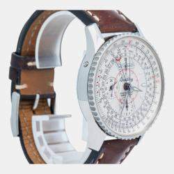 Breitling White Stainless Steel Montbrillant A21330 Automatic Men's Wristwatch 43mm