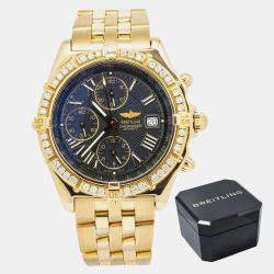 Breitling Crosswind K13055 Automatic Black 18K Yellow Gold Men's Wristwatch 41mm