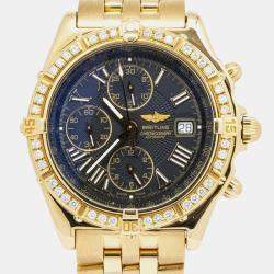 Breitling Crosswind K13055 Automatic Black 18K Yellow Gold Men's Wristwatch 41mm