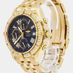 Breitling Crosswind K13055 Automatic Black 18K Yellow Gold Men's Wristwatch 41mm