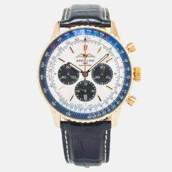 Breitling Navitimer RB0137 Automatic White 18K Rose Gold Men's Wristwatch 46 mm