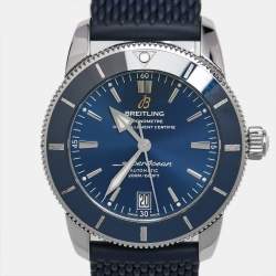 Pre Owned Breitling Blue Stainless Steel Rubber Superocean Heritage II AB201016/C960 Men's Wristwatch 42 mm