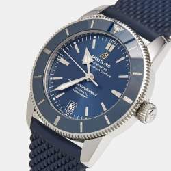 Pre Owned Breitling Blue Stainless Steel Rubber Superocean Heritage II AB201016/C960 Men's Wristwatch 42 mm