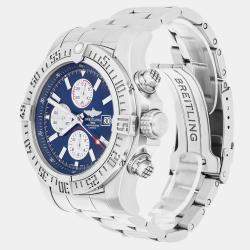 Pre Owned Breitling Super Avenger II A13371111C1A1 Automatic Blue Stainless Steel Men's Wristwatch 48 mm