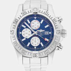 Pre Owned Breitling Super Avenger II A13371111C1A1 Automatic Blue Stainless Steel Men's Wristwatch 48 mm