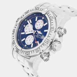 Pre Owned Breitling Super Avenger II A13371111C1A1 Automatic Blue Stainless Steel Men's Wristwatch 48 mm