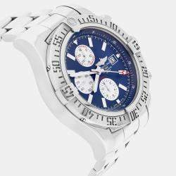 Pre Owned Breitling Super Avenger II A13371111C1A1 Automatic Blue Stainless Steel Men's Wristwatch 48 mm
