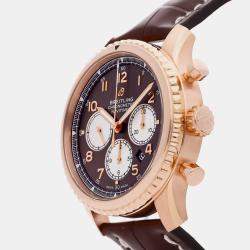 Pre Owned Breitling Navitimer Aviator 8 B01 Chronograph RB0117131Q1P1 Automatic Brown 18k Rose Gold Men’s Wristwatch 43mm