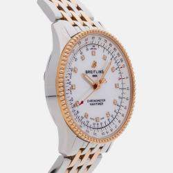 Pre Owned Breitling Navitimer U17395211A1U1 Automatic White MOP Stainless Steel 18k Rose Gold Women’s Wristwatch 35 mm