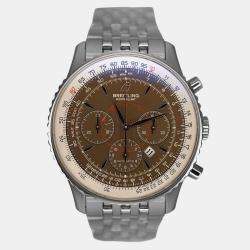 Pre Owned Breitling Montbrillant A41370 Automatic Brown Stainless Steel Men's Wristwatch 38 mm