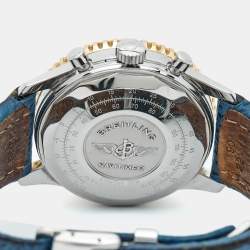 Pre Owned Breitling Navitimer D13022 Blue Dial 18K Yellow Gold Stainless Steel Leather Men's Wristwatch 41 mm