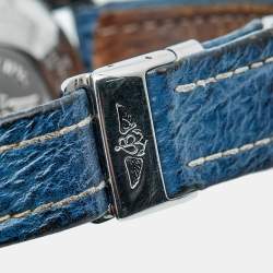 Pre Owned Breitling Navitimer D13022 Blue Dial 18K Yellow Gold Stainless Steel Leather Men's Wristwatch 41 mm