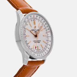 مملوكة مسبقًا ساعة يد رجالي بريتلينغ نافيتايمر ستانلس ستيل فضي أوتوماتيكية A17395F41G1P3 35 مم
