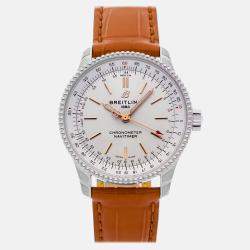 مملوكة مسبقًا ساعة يد رجالي بريتلينغ نافيتايمر ستانلس ستيل فضي أوتوماتيكية A17395F41G1P3 35 مم