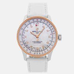 Pre Owned Breitling Navitimer U17395211A1P4 Automatic MOP White 18k Rose Gold Stainless Steel Men’s Wristwatch 41 mm