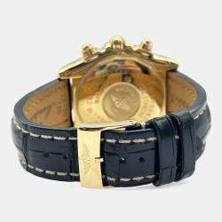 Pre Owned Breitling Chronomat K13356 Automatic White 18k Yellow Gold Men's Wristwatch 44 mm