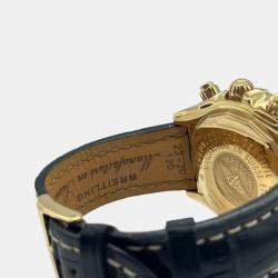 Pre Owned Breitling Chronomat K13356 Automatic White 18k Yellow Gold Men's Wristwatch 44 mm
