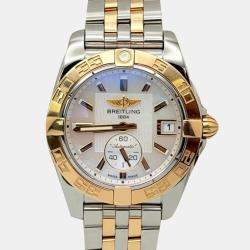 Pre Owned Breitling Galactic C37330/A724 Automatic White Mother of Pearl Stainless Steel 18K Rose Gold Unisex Wristwatch 36 mm