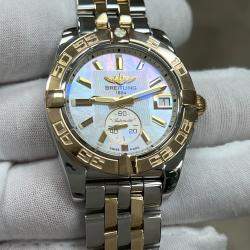 Pre Owned Breitling Galactic C37330/A724 Automatic White Mother of Pearl Stainless Steel 18K Rose Gold Unisex Wristwatch 36 mm