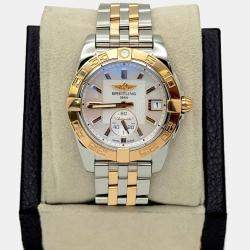Pre Owned Breitling Galactic C37330/A724 Automatic White Mother of Pearl Stainless Steel 18K Rose Gold Unisex Wristwatch 36 mm