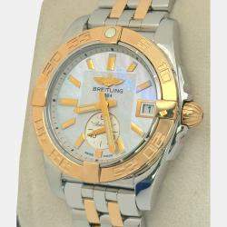 Pre Owned Breitling Galactic C37330/A724 Automatic White Mother of Pearl Stainless Steel 18K Rose Gold Unisex Wristwatch 36 mm