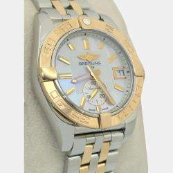 Pre Owned Breitling Galactic C37330/A724 Automatic White Mother of Pearl Stainless Steel 18K Rose Gold Unisex Wristwatch 36 mm