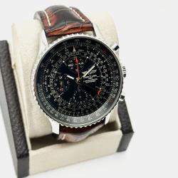 Pre Owned Breitling Navitimer 1884 A21350 Automatic Black Stainless Steel Men's Wristwatch 45 mm