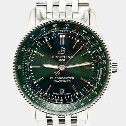 Pre Owned Breitling Navitimer A17326 Automatic Green Stainless Steel Unisex Wristwatch 41 mm