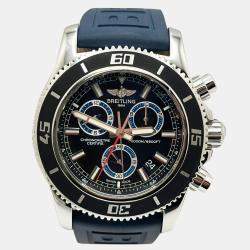 Pre Owned Breitling Superocean Chronograph M2000 A73310 Quartz Black Stainless Steel Men's Wristwatch 46 mm