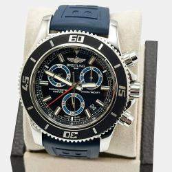 Pre Owned Breitling Superocean Chronograph M2000 A73310 Quartz Black Stainless Steel Men's Wristwatch 46 mm