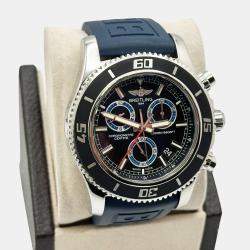 Pre Owned Breitling Superocean Chronograph M2000 A73310 Quartz Black Stainless Steel Men's Wristwatch 46 mm