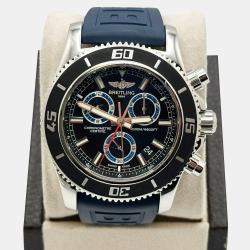 Pre Owned Breitling Superocean Chronograph M2000 A73310 Quartz Black Stainless Steel Men's Wristwatch 46 mm