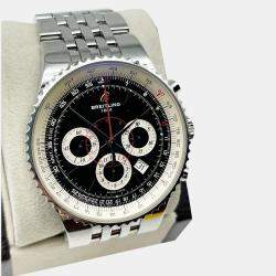 Pre Owned Breitling Montbrillant A23351 Automatic Black Stainless Steel Men's Wristwatch 47 mm